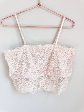 Avidlove Lace Crop Cami Tank Cream Adjustable Straps Size L